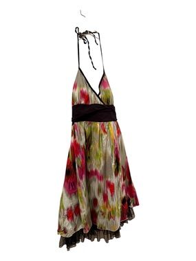 Ripe Multicolor Halter High-Low Dress with Black Waistband